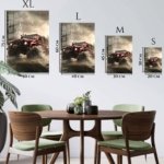 Red Off-Road Truck in Stormy Forest metal wall art print, view 6