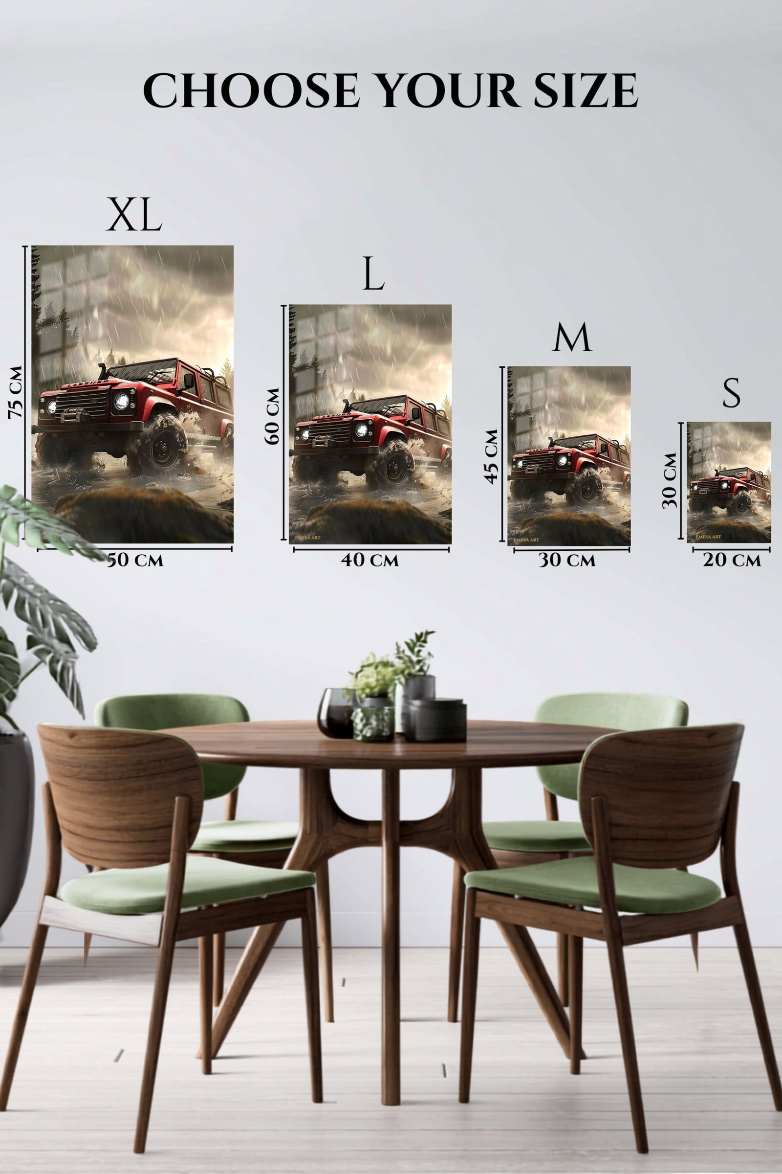 Red Off-Road Truck in Stormy Forest metal wall art print, view 6