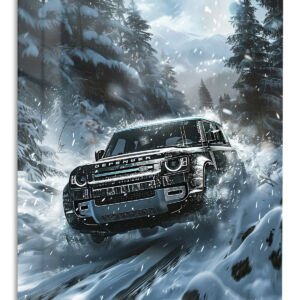 Snowstorm Mountain SUV metal wall art print