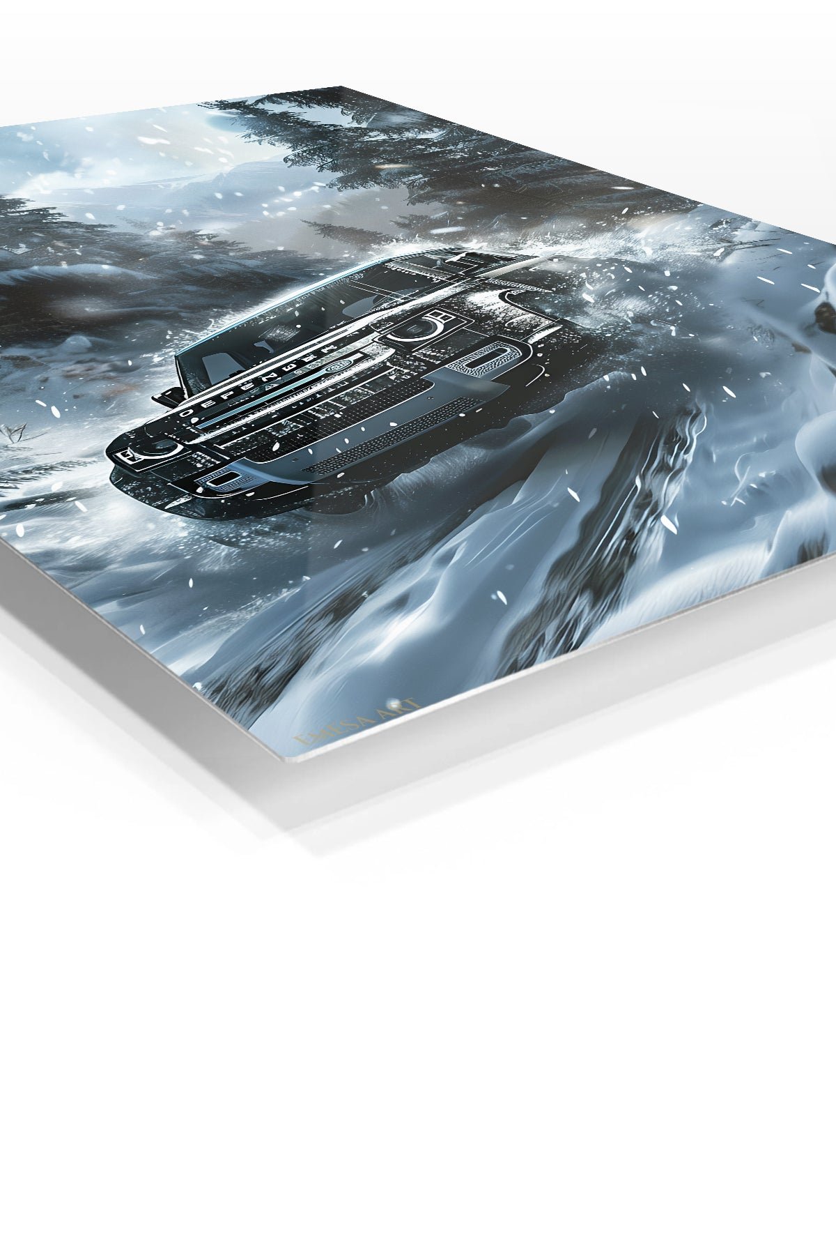 Snowstorm Mountain SUV metal wall art print, view 2