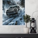 Snowstorm Mountain SUV metal wall art print, view 4