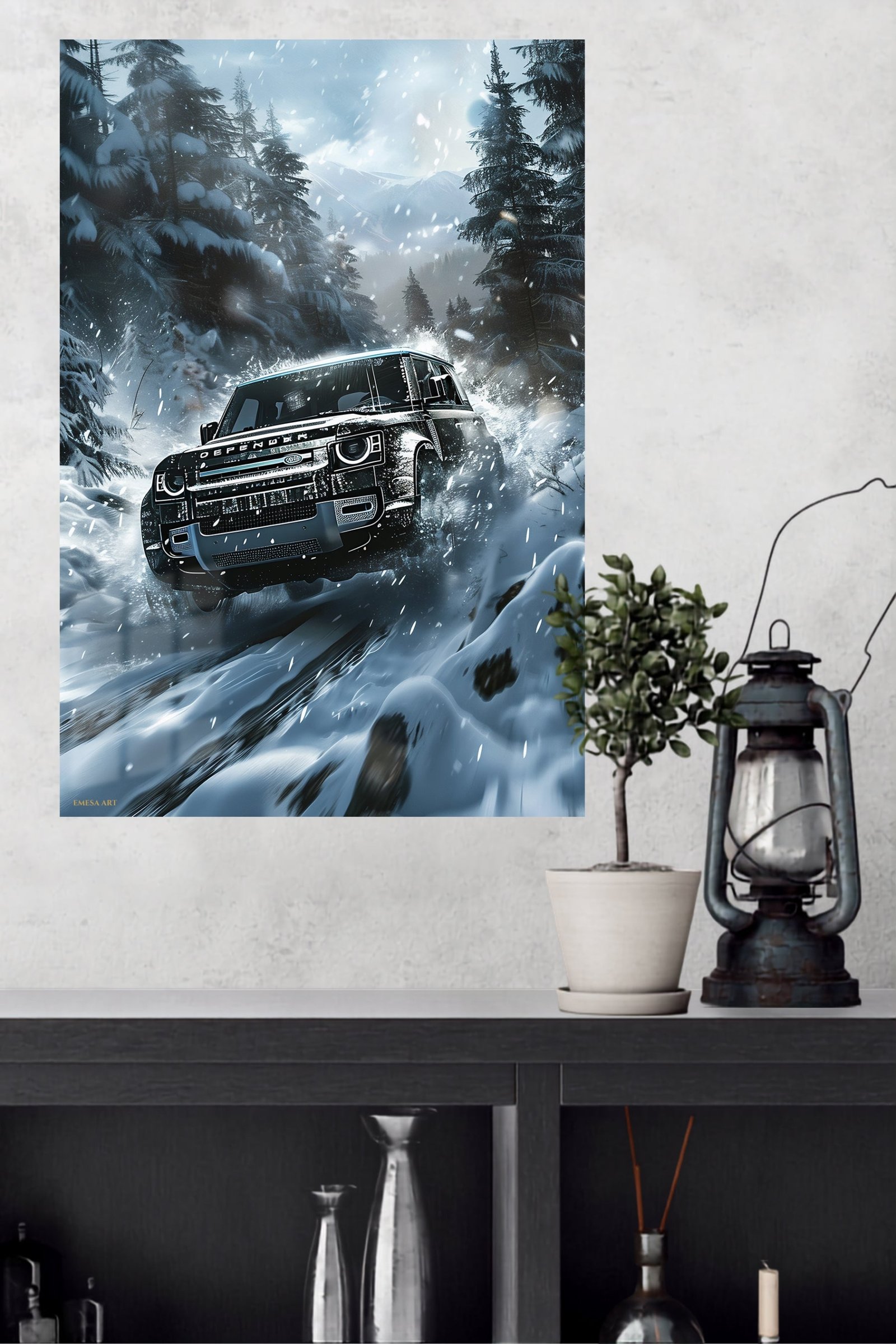Snowstorm Mountain SUV metal wall art print, view 4