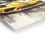 Yellow Racing Machine Sketch metal wall art print, view 2