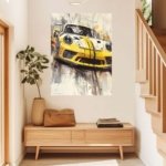 Yellow Racing Machine Sketch metal wall art print, view 5
