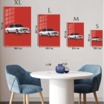 White Classic Sedan on Red metal wall art print, view 6