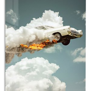 Classic Car Above the Clouds metal wall art print