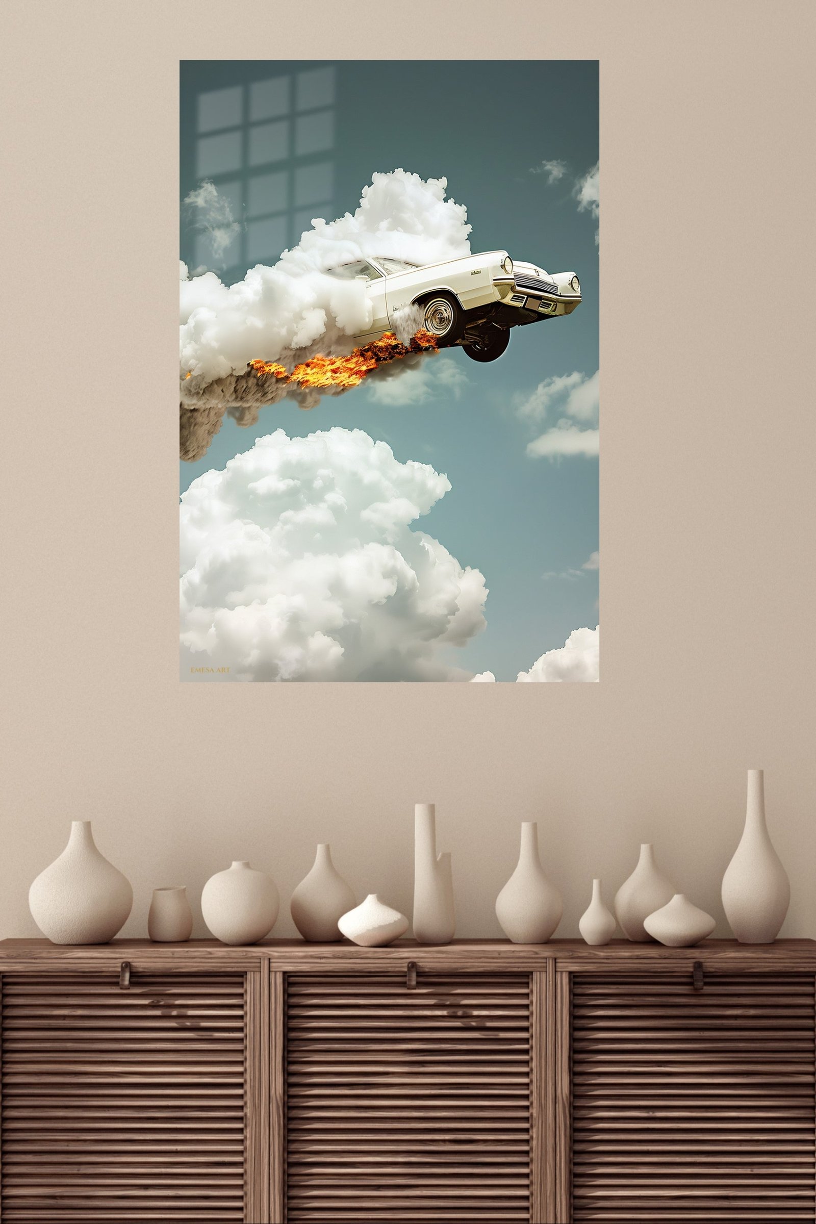 Classic Car Above the Clouds metal wall art print, view 4
