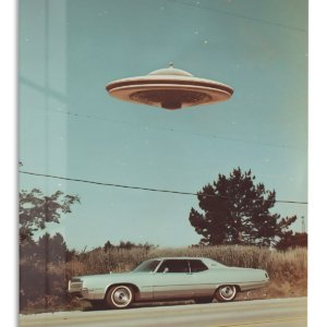 Roadside Flying Saucer metal wall art print
