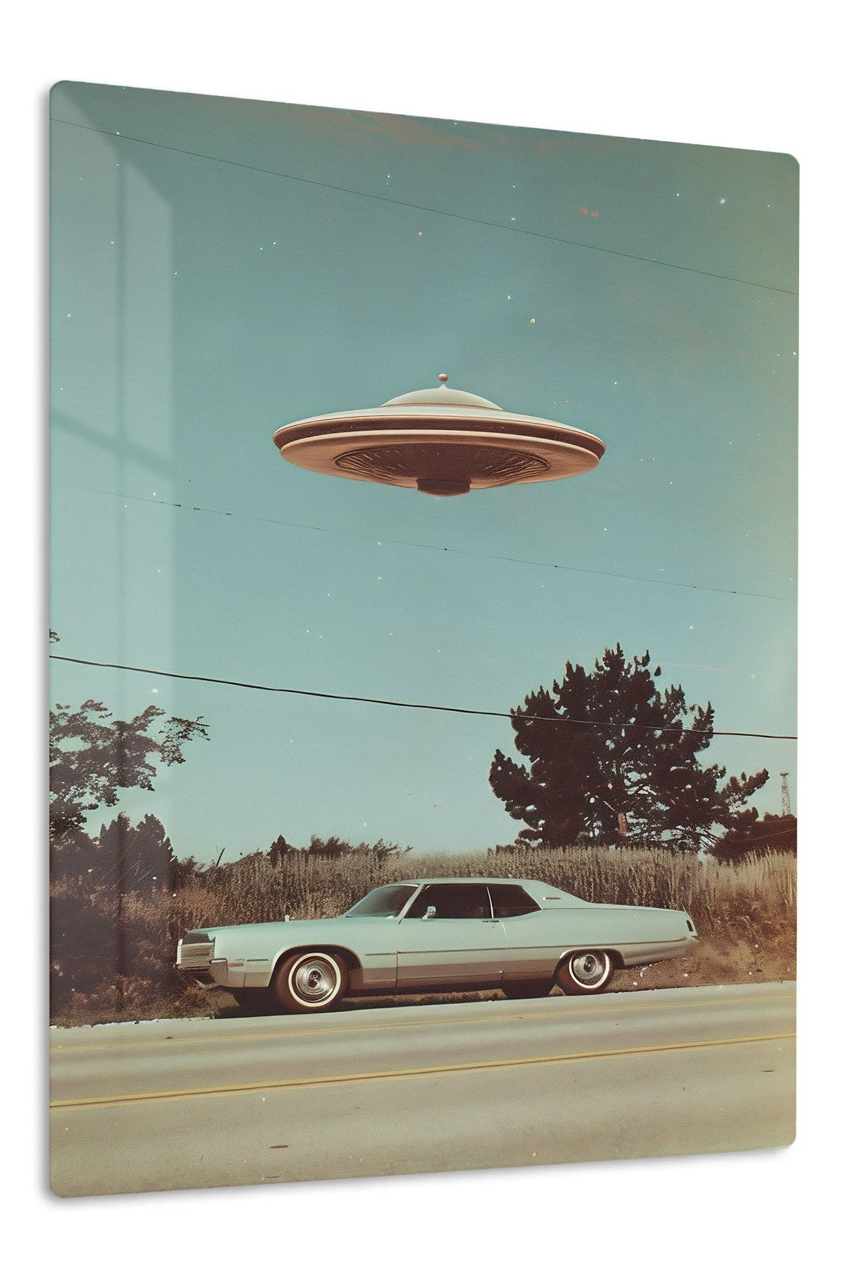 Roadside Flying Saucer metal wall art print