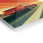 Red Sports Coupe Sunset Drive metal wall art print, view 2