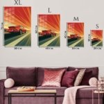 Red Sports Coupe Sunset Drive metal wall art print, view 6