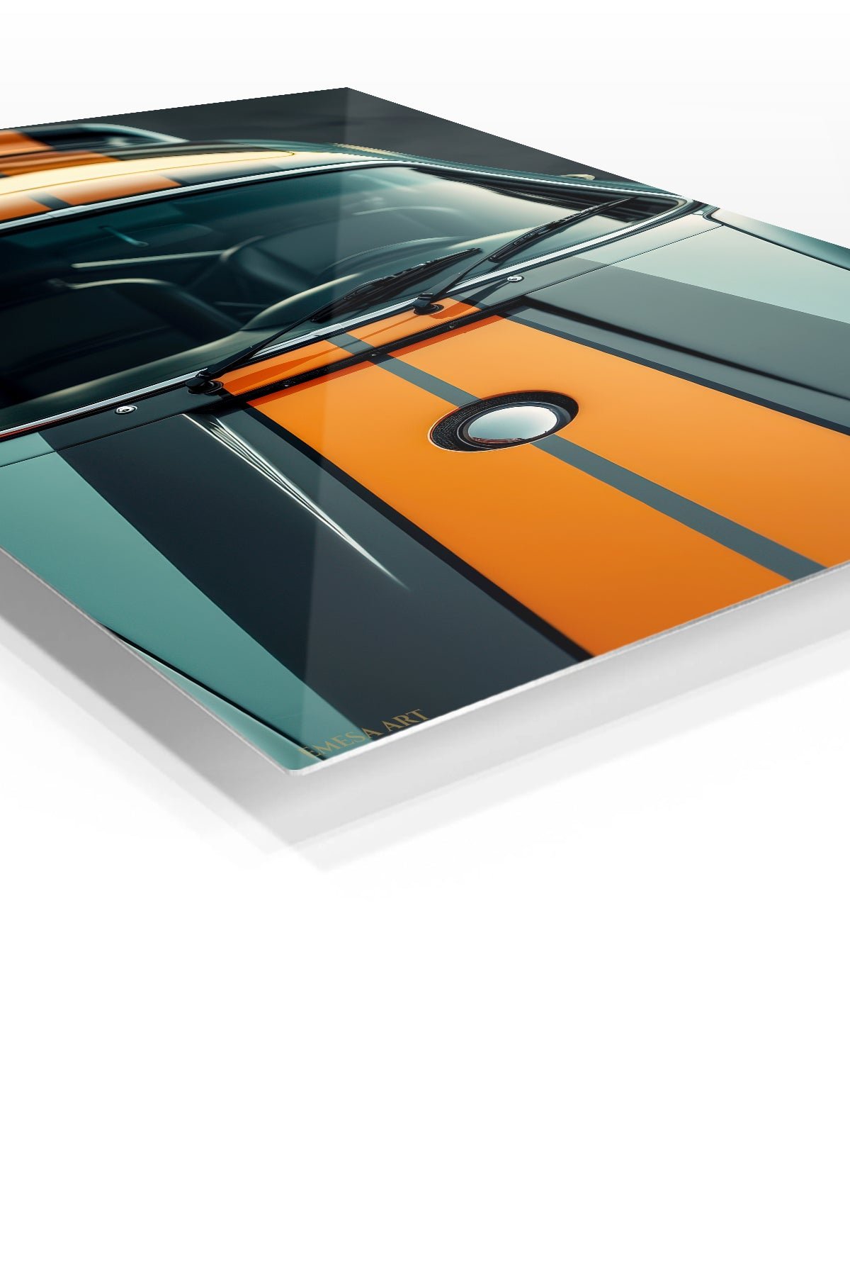 Orange Stripe Classic Car metal wall art print, view 2