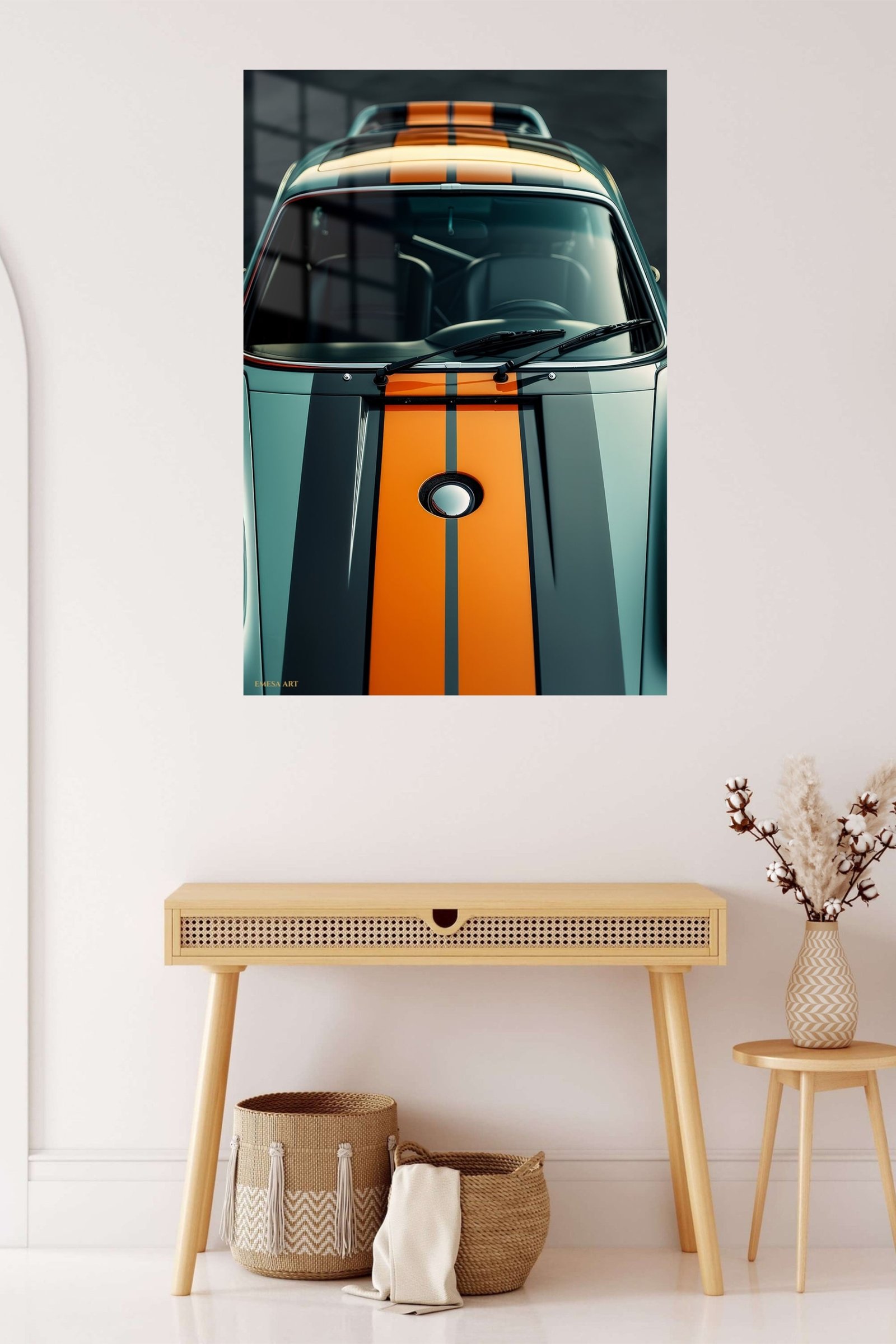Orange Stripe Classic Car metal wall art print, view 5