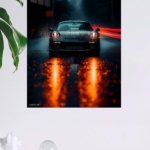 Rainy Night Sports Car metal wall art print, view 4
