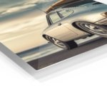 Classic Coupe with Surfboard at Sunset metal wall art print, view 2