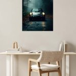Classic Car in Misty Forest metal wall art print, view 5