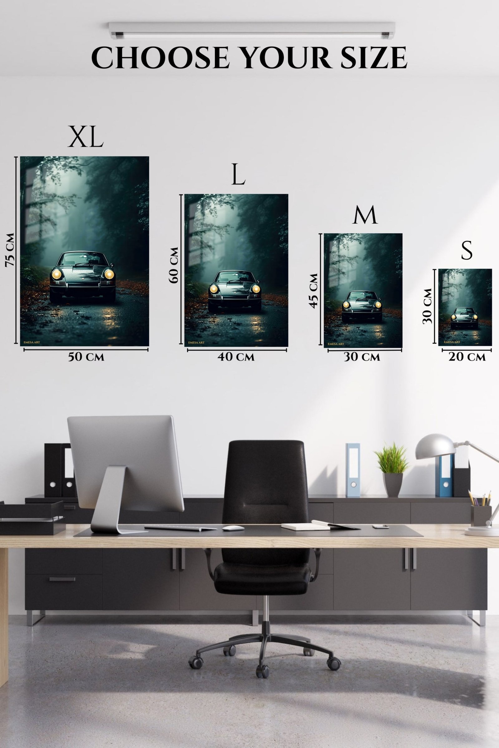 Classic Car in Misty Forest metal wall art print, view 6