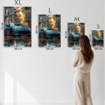Teal Sports Coupe at Golden Hour metal wall art print, view 6