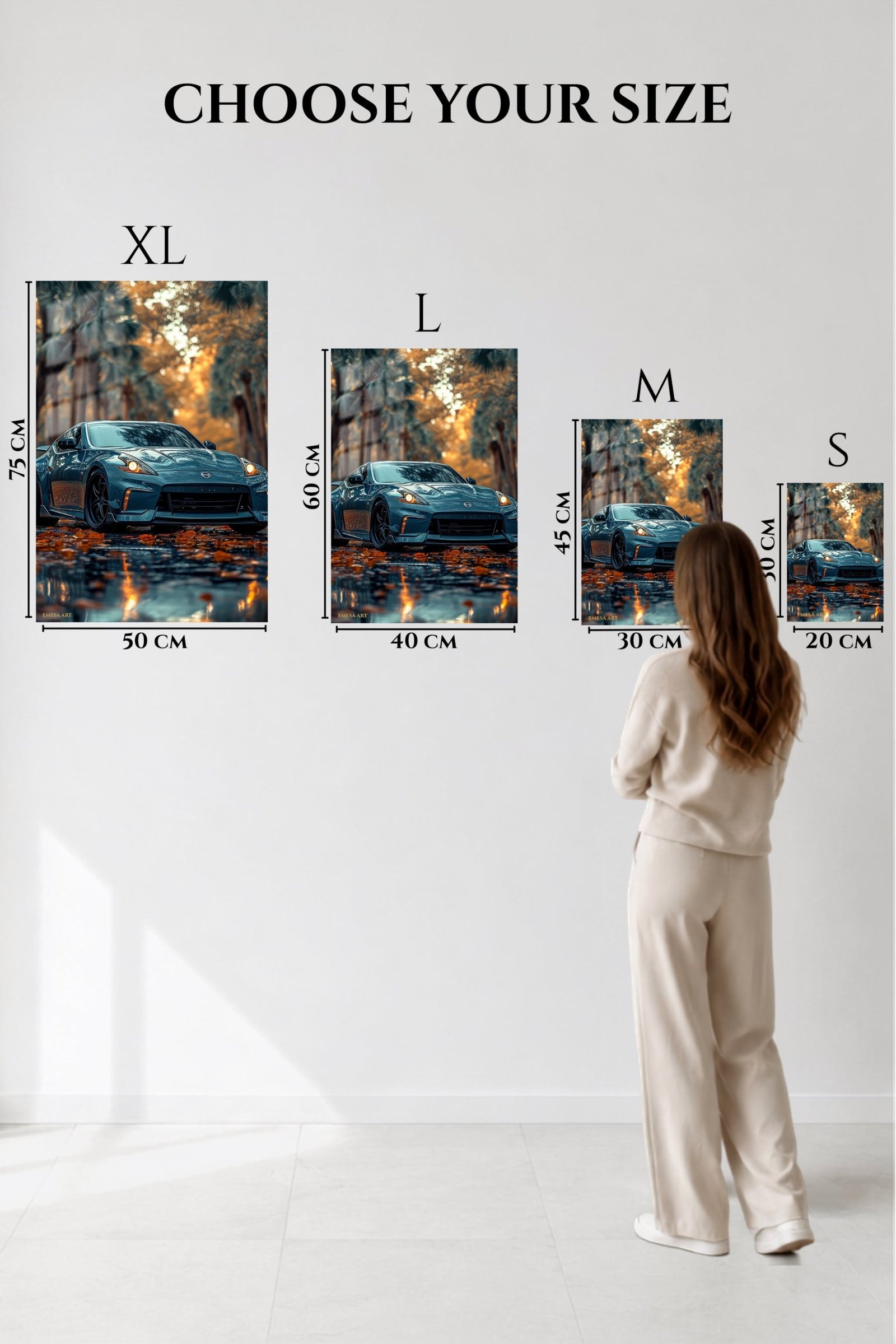 Teal Sports Coupe at Golden Hour metal wall art print, view 6