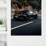 Black Sports Car Forest Drive metal wall art print, view 4
