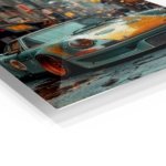 Rainy Street Classic Sports Car metal wall art print, view 2