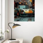 Rainy Street Classic Sports Car metal wall art print, view 5