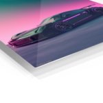 Neon Twilight Sports Car metal wall art print, view 2