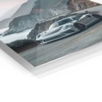 Silver Track Car on Misty Coastal Road metal wall art print, view 2