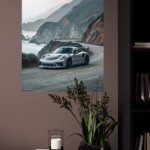 Silver Track Car on Misty Coastal Road metal wall art print, view 4