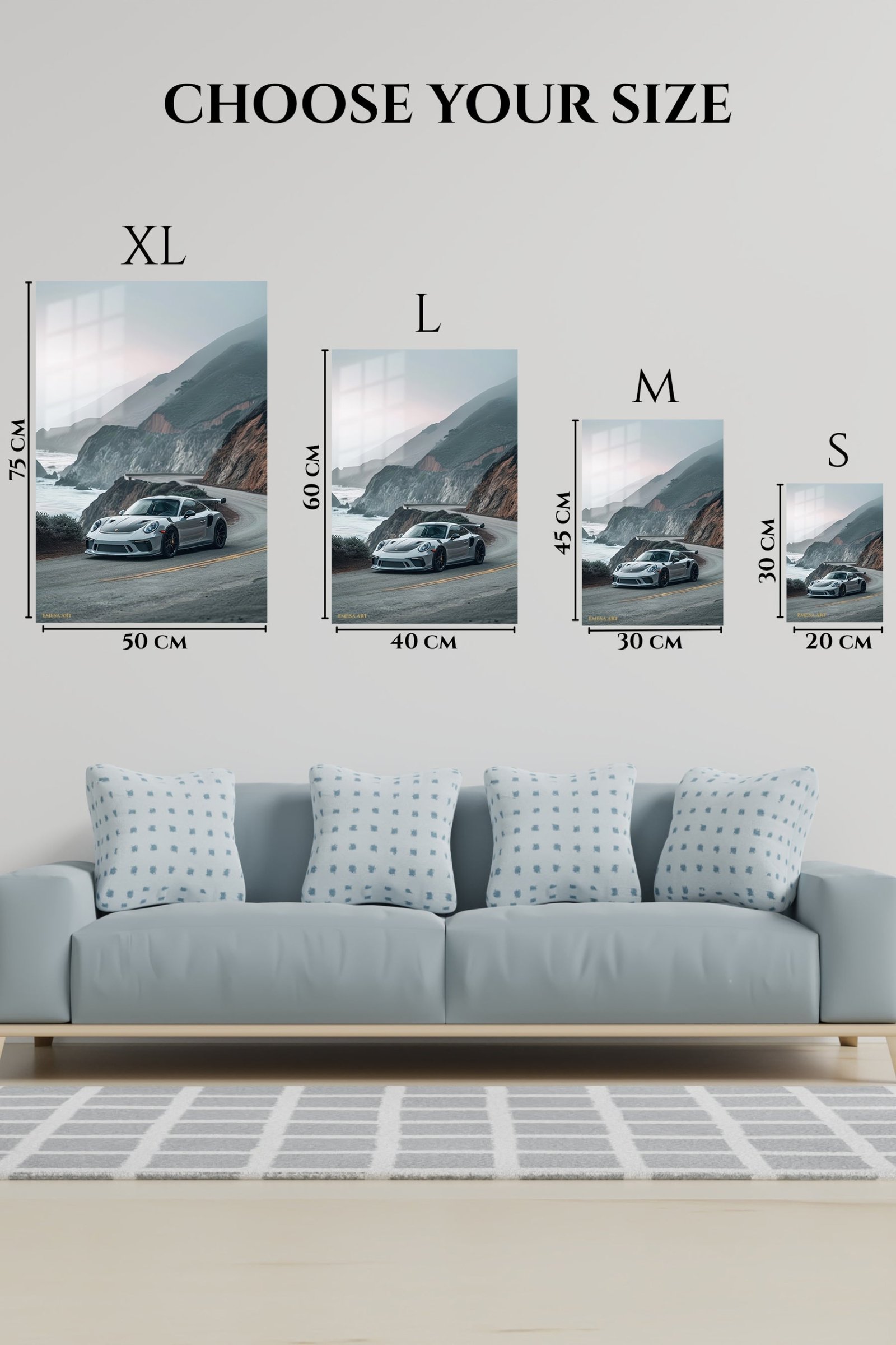 Silver Track Car on Misty Coastal Road metal wall art print, view 6