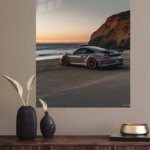 Coastal Sunset Sports Car metal wall art print, view 4