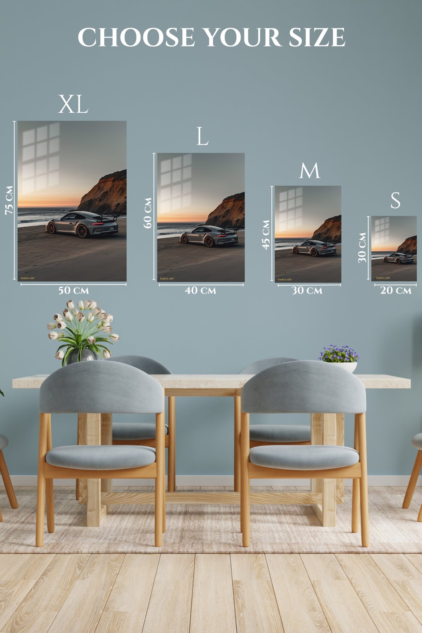 Coastal Sunset Sports Car metal wall art print, view 6