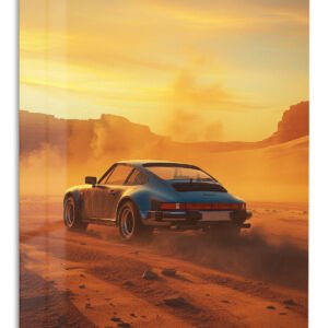 Desert Sunset Sports Coupe metal wall art print