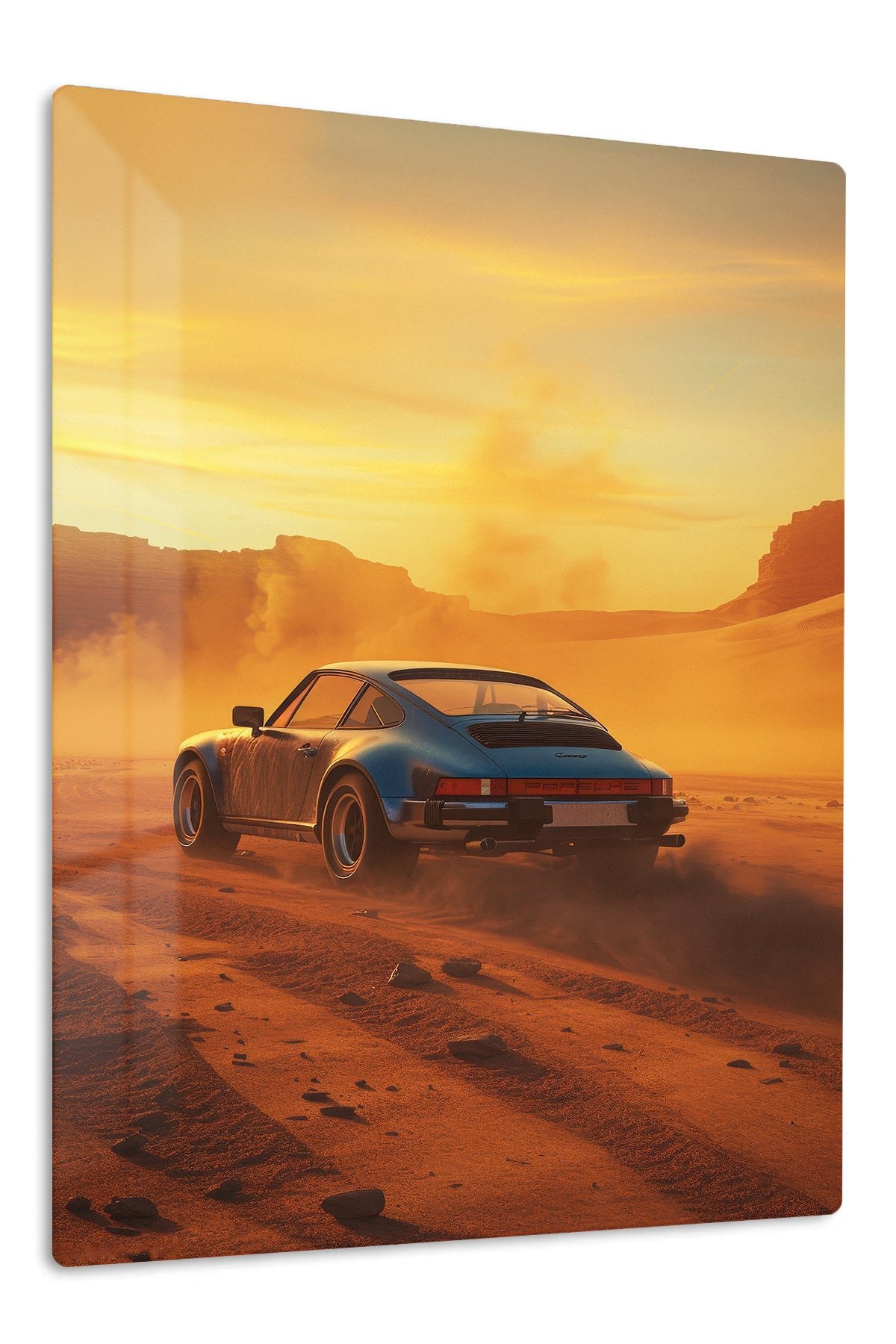 Desert Sunset Sports Coupe metal wall art print