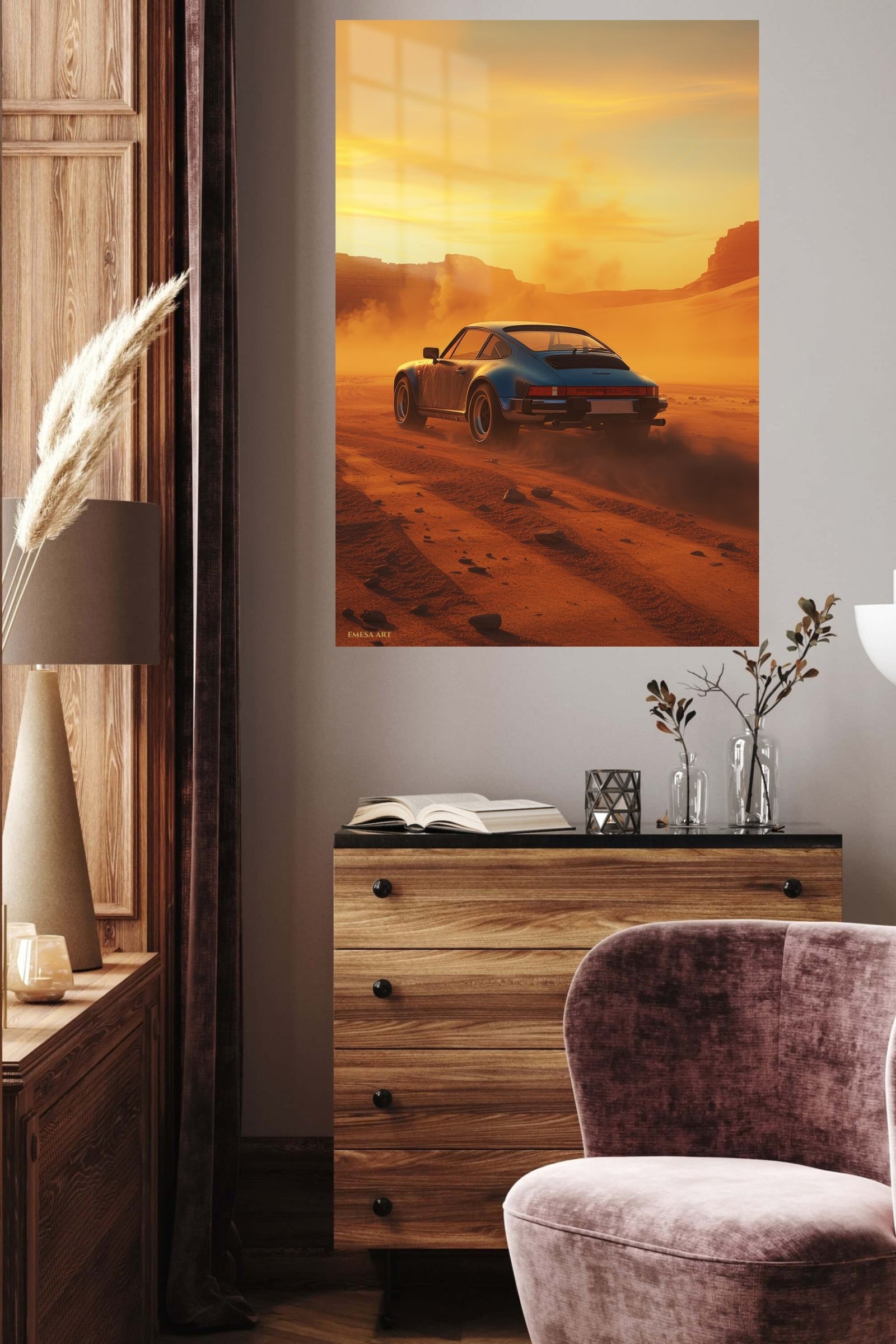 Desert Sunset Sports Coupe metal wall art print, view 5
