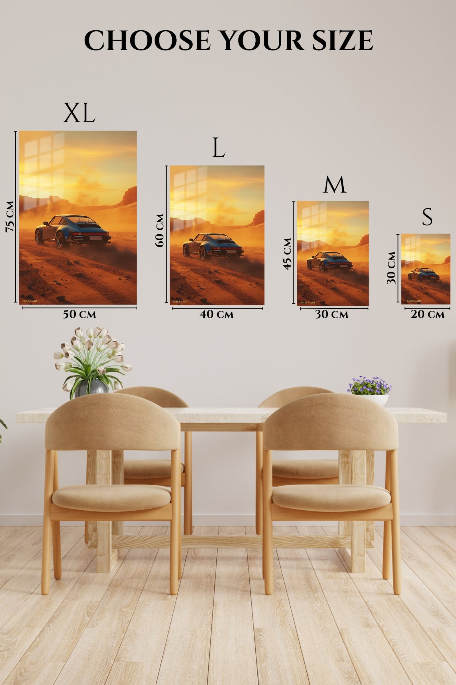 Desert Sunset Sports Coupe metal wall art print, view 6
