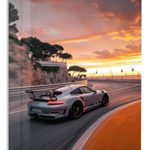 Sunset Coastal Track Coupe metal wall art print