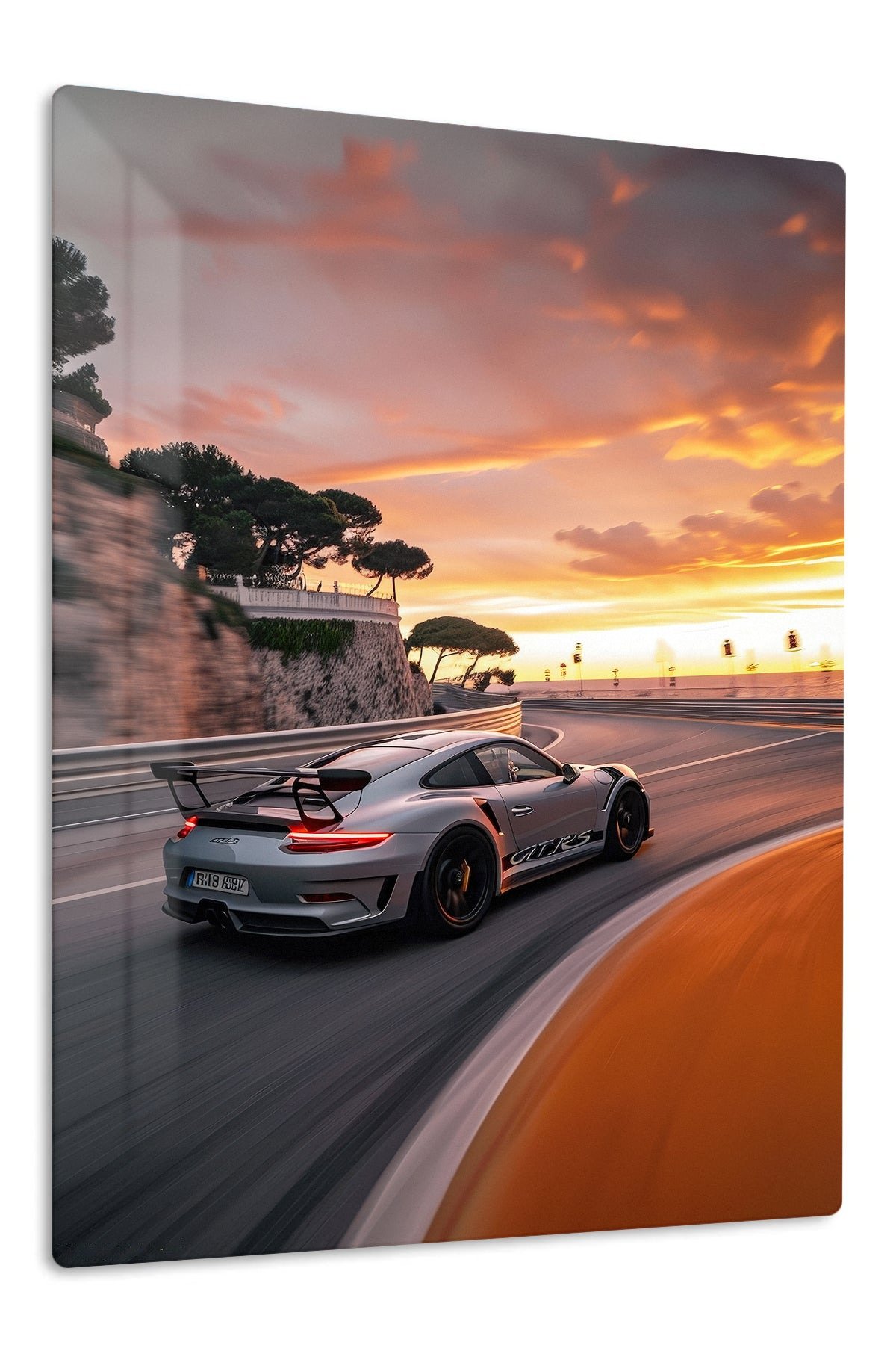Sunset Coastal Track Coupe metal wall art print