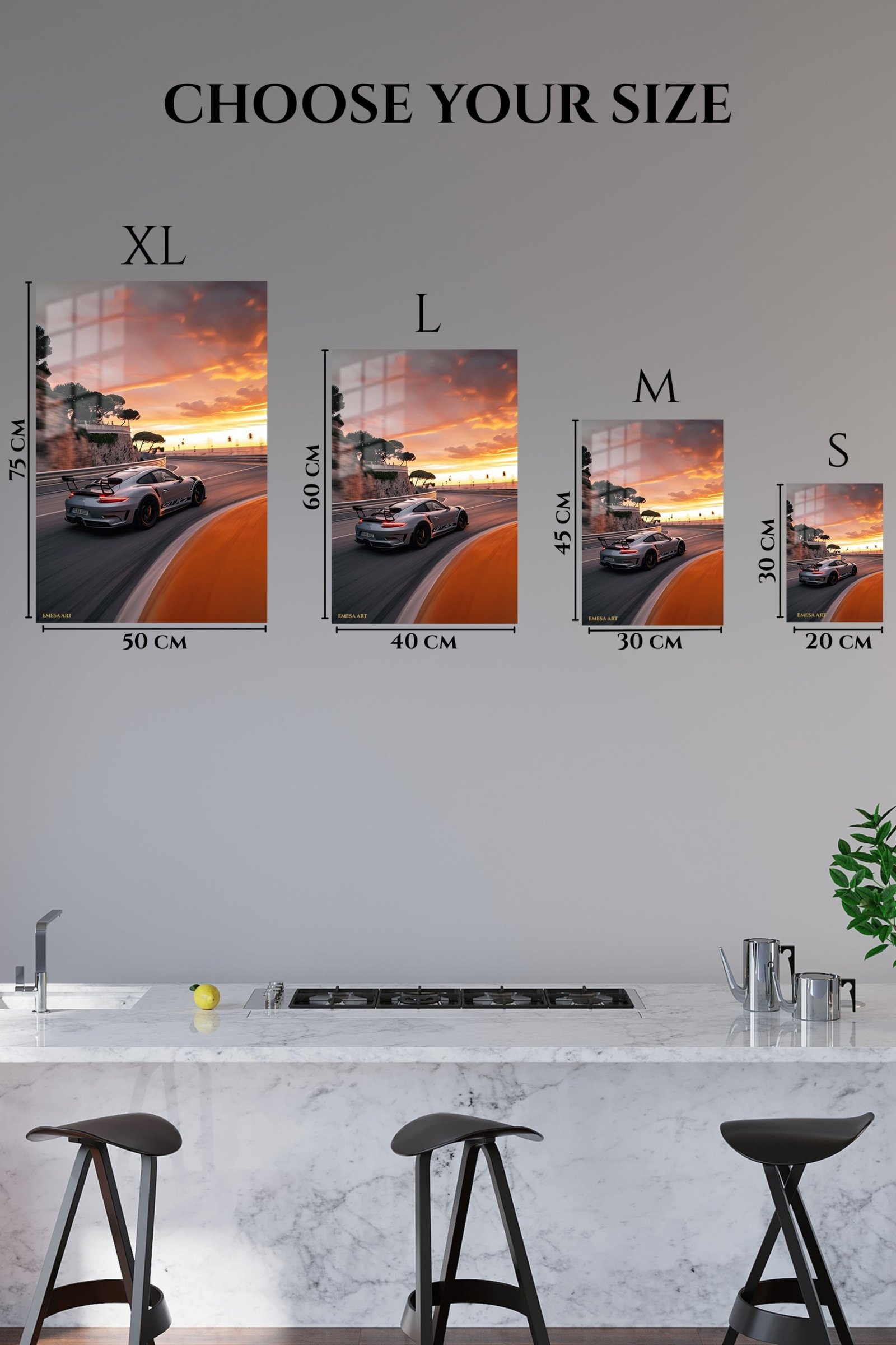 Sunset Coastal Track Coupe metal wall art print, view 6