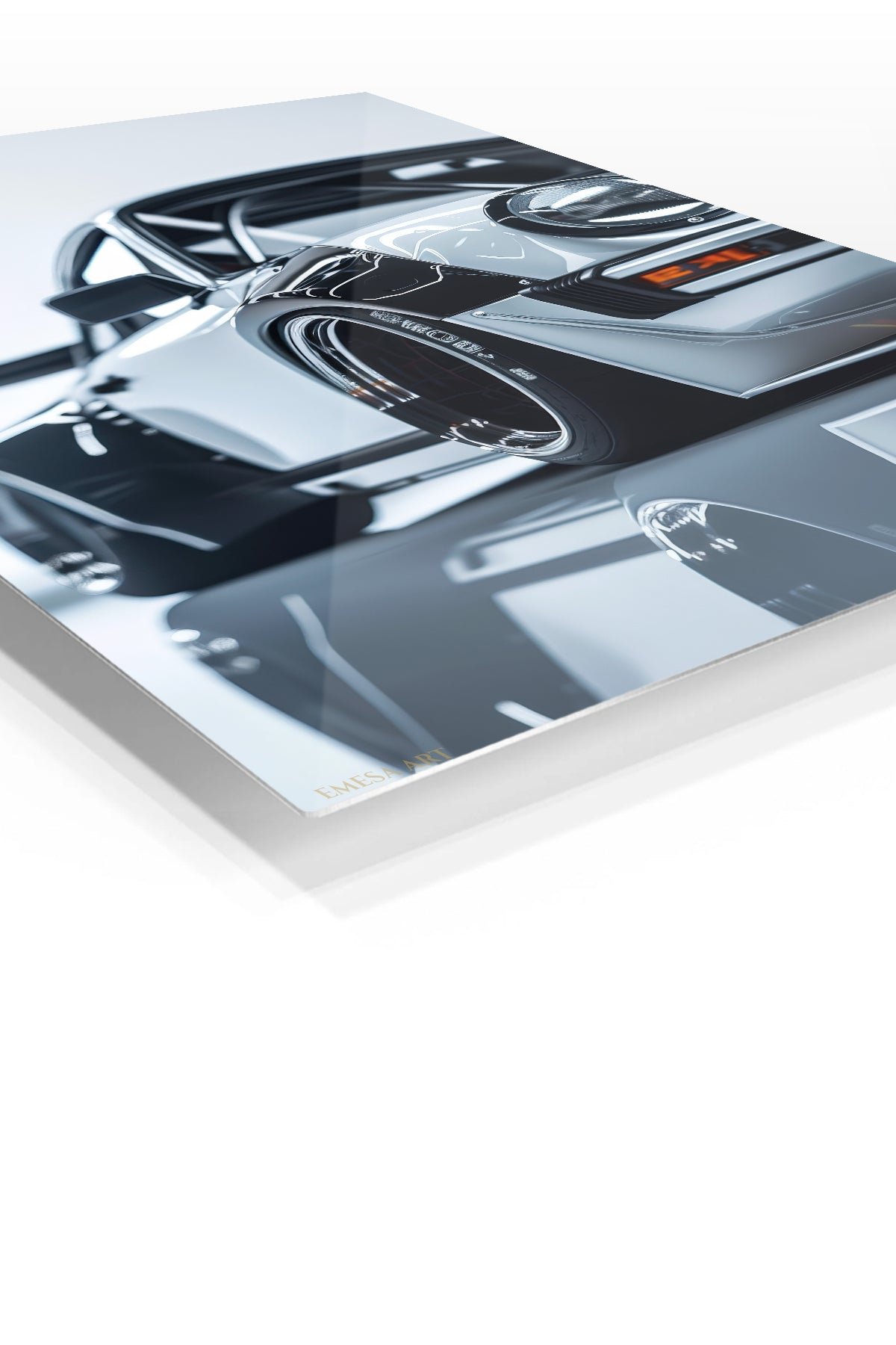 Silver Widebody Sports Car Close-Up metal wall art print, view 2