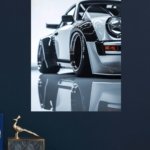 Silver Widebody Sports Car Close-Up metal wall art print, view 4