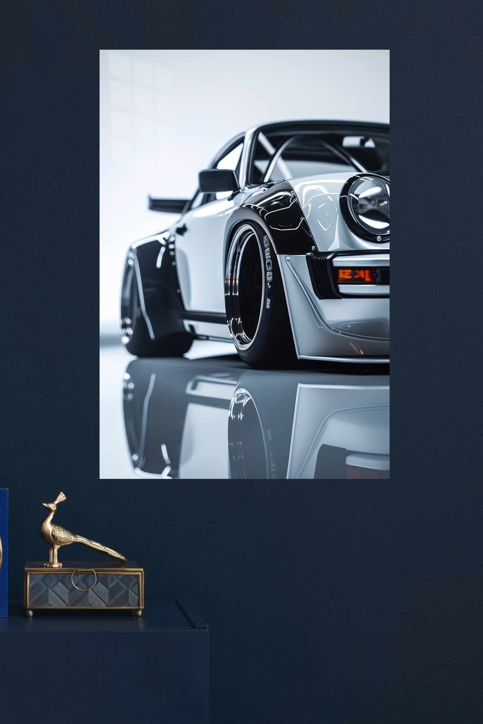 Silver Widebody Sports Car Close-Up metal wall art print, view 4