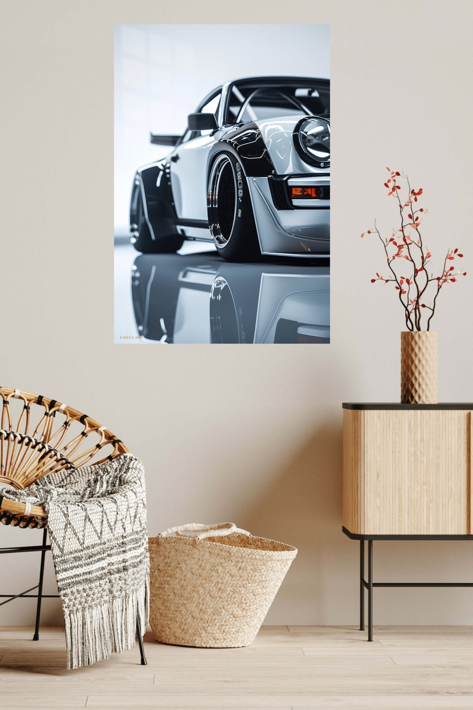 Silver Widebody Sports Car Close-Up metal wall art print, view 5