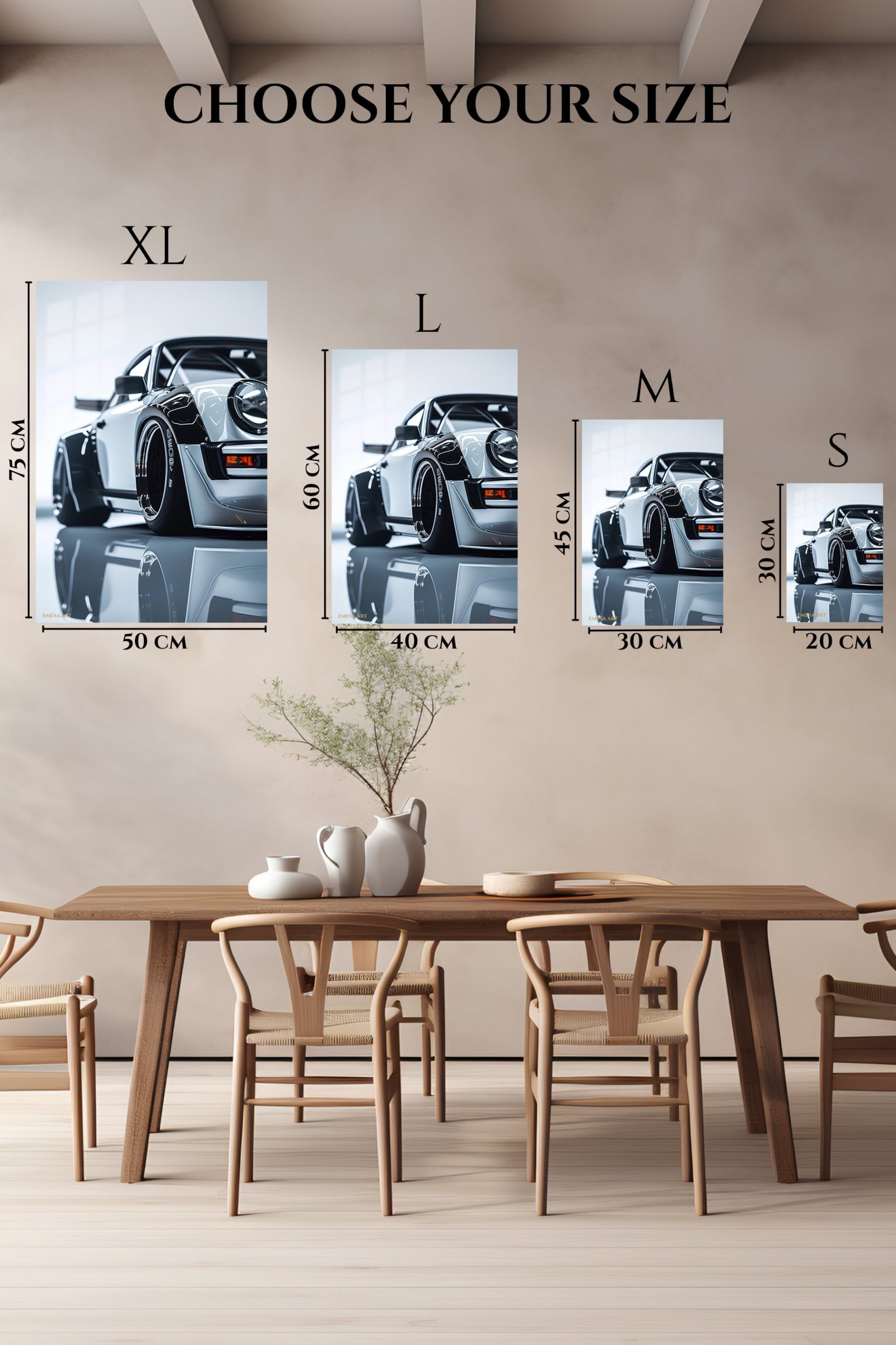 Silver Widebody Sports Car Close-Up metal wall art print, view 6