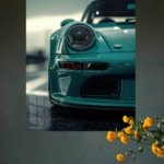Teal Sports Car Close-Up metal wall art print, view 4