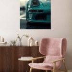 Teal Sports Car Close-Up metal wall art print, view 5