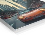 Orange Classic Sports Car City Drive metal wall art print, view 2