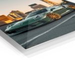 Emerald Sports Coupe at Sunset metal wall art print, view 2