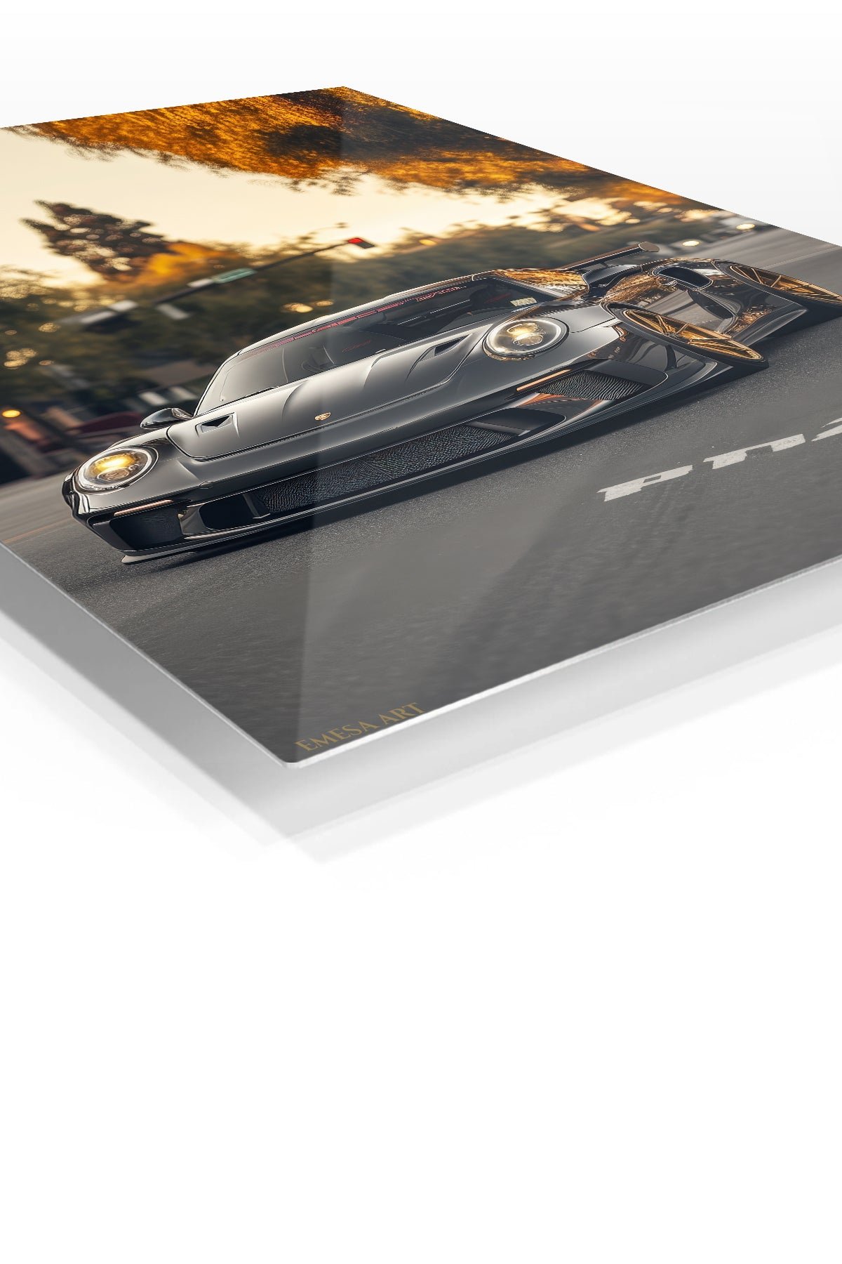 Twilight Street Sports Coupe metal wall art print, view 2