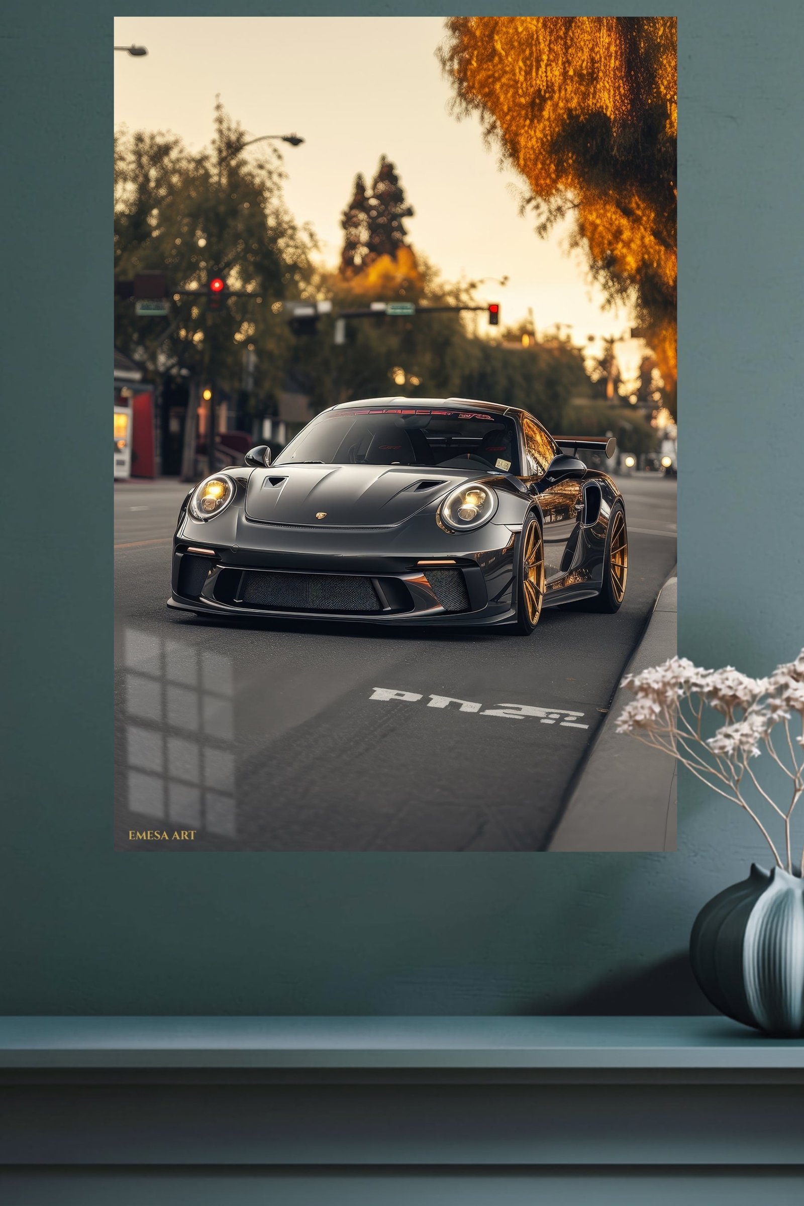 Twilight Street Sports Coupe metal wall art print, view 4